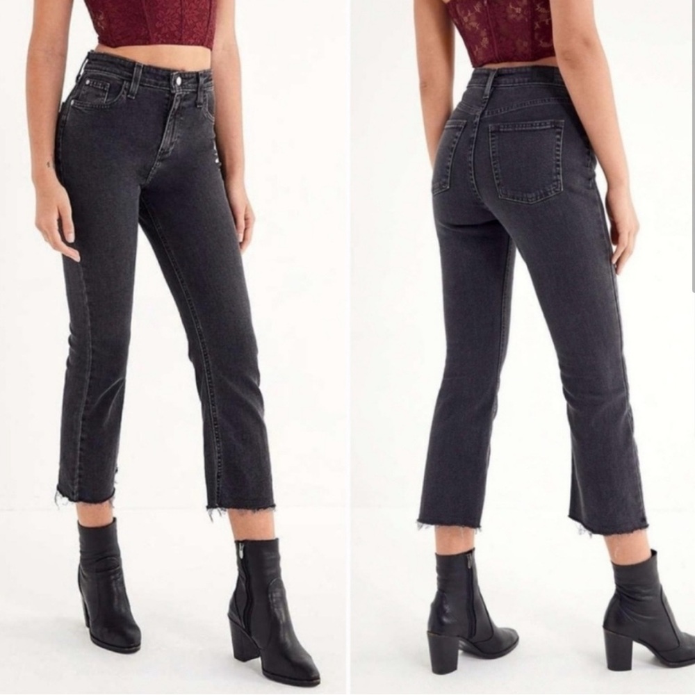 BDG Women's Black High-Waisted Jeans Kick Flare High-Rise Cropped Jeans